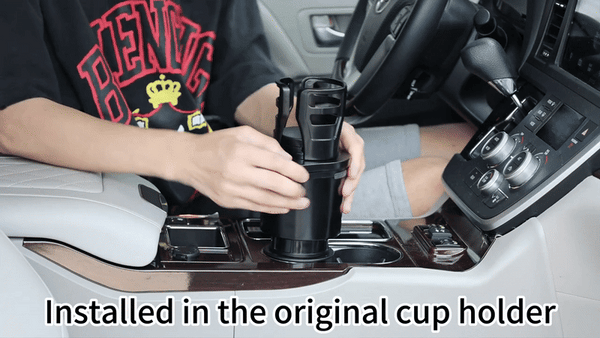 2-in-1 Car Cup Holder Expander 🥤🍟 | 360° Rotatable Dual Drink & Snack Organizer 🚗